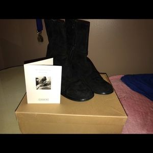 Woman’s Black Suede Coach Boots